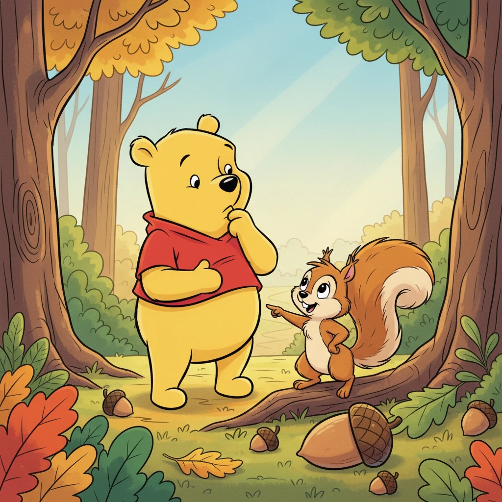 Squeaky tilted his head. “Waiting sounds a bit… still! Why don’t you come explore with me? We could find the biggest acorn in the forest!” Barnaby considered this. Exploring certainly sounded less still than waiting.