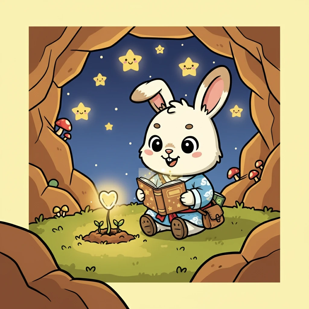 豆豆带着友谊的种子回到了山洞，她把种子种在洞里，希望未来能长出友谊之花。每天晚上，她都会在星星的陪伴下，开心地看书，等待着友谊之花的盛开。