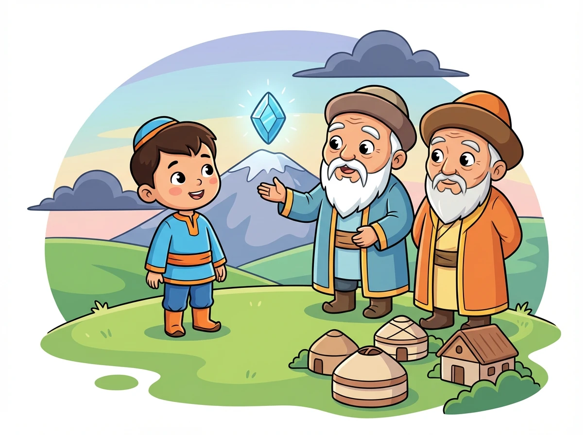 Батырхан ақсақалдардан ауылды қалай құтқаруға болатынын сұрайды. Ақсақалдар оған «Гауһар тас» атты сиқырлы тасты табу керектігін айтады. Бұл тас қара бұлтты сейілтіп, ауылға қайтадан береке әкеледі екен.