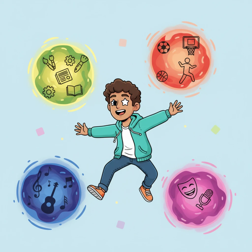 Evie then zoomed into the "Event Categories" section, where vibrant, swirling portals appeared. She playfully hopped through portals labeled "Music," "Sports," "Workshops," and "Comedy Shows," each giving her a peek at the fun inside. With a happy bounce, she decided the "Music" portal was her favorite.