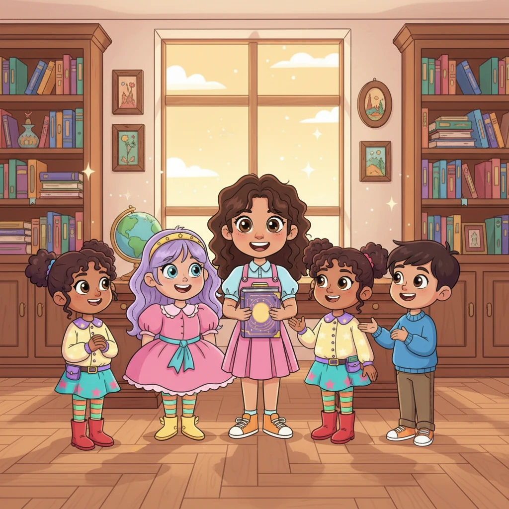 Suddenly, Teacher Marsiyana announced, "Children, it's time for us to return." As they closed the magic book, they found themselves back in their office. The two girls and two boys smiled at each other, promising to remember only joyful moments. The lesson ended cheerfully, leaving everyone with warm hearts.