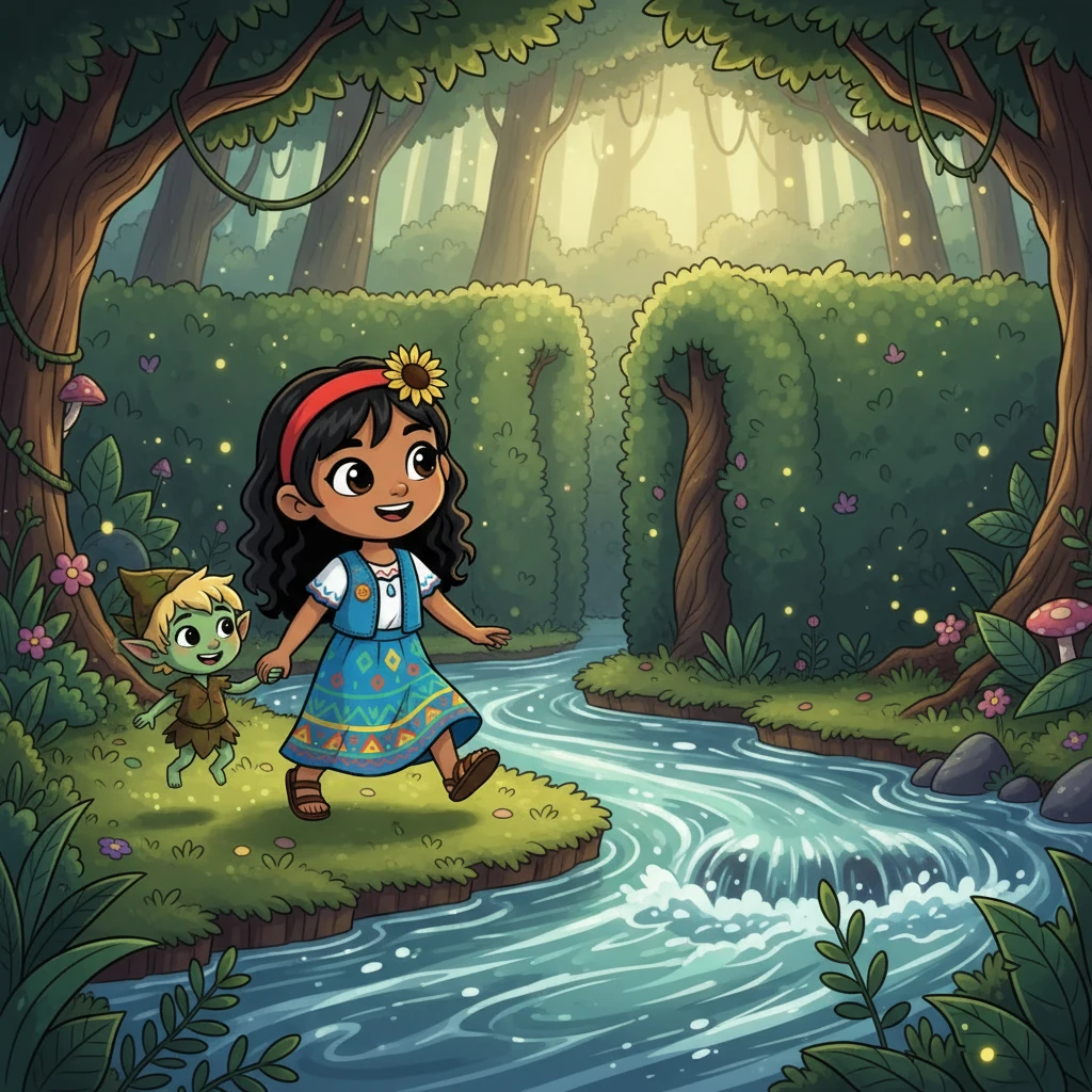 En su camino, Lucía conoció a un pequeño duende llamado Tito, quien se convirtió en su fiel compañero. Tito, con su risa contagiosa, le enseñó los secretos del bosque. Juntos, se enfrentaron a un río caudaloso y a un laberinto misterioso.