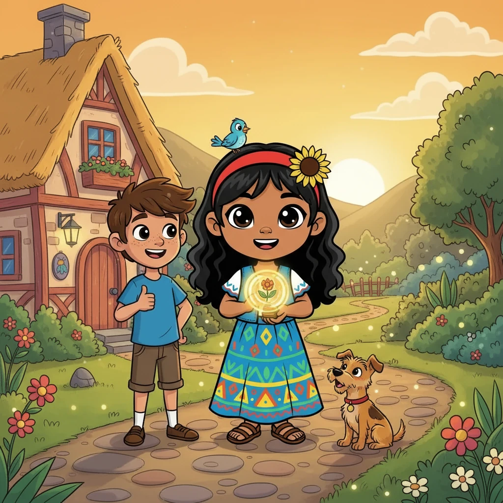 Después de obtener la Flor de la Esperanza y superar todos los desafíos, Lucía y Tito regresaron a su hogar. Lucía, transformada por su viaje, aprendió el valor de la amistad, el coraje y la perseverancia. Siempre recordaría su increíble aventura.