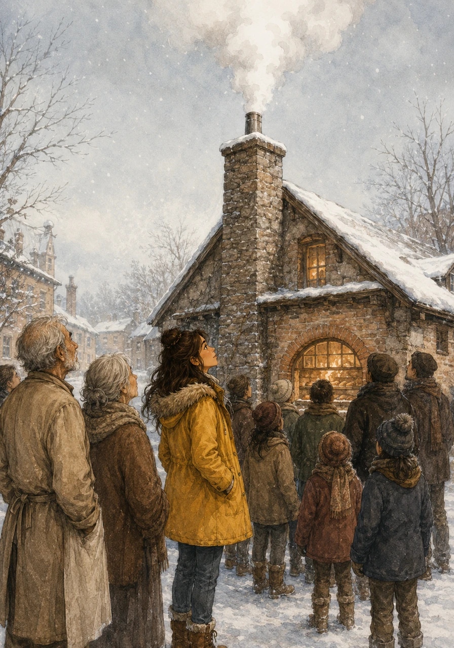 Slowly, a small crowd gathers on the snowy sidewalk, staring up at the bakery’s stone chimney as it steadily puffs plumes of warm, white smoke. Hope and curiosity replace the winter chill on their faces.