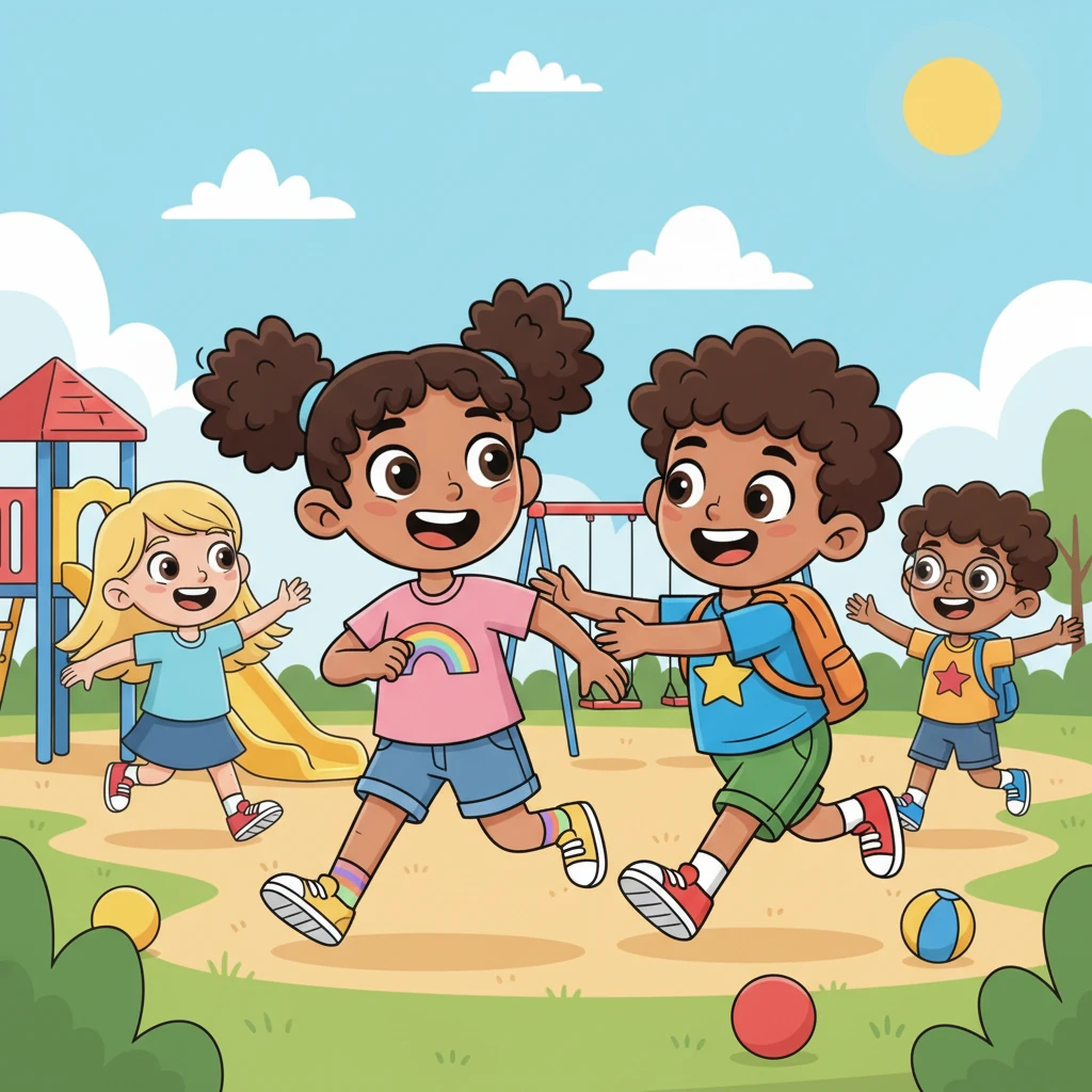 Recess was a whirlwind of energy! Leo and Mia played tag with their friends on the sunny playground. Laughter echoed as they chased each other, enjoying the fresh air and the joy of being together.