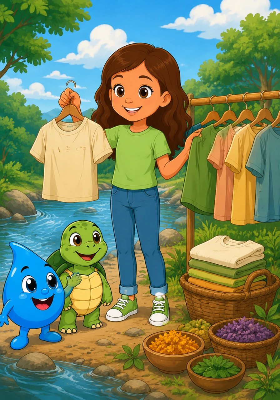 A young girl named Elena learned that she could protect the river by choosing clothes made with eco-friendly methods. By picking garments that use natural dyes and less water, she helps ensure that characters like Azulín stay where they belong.