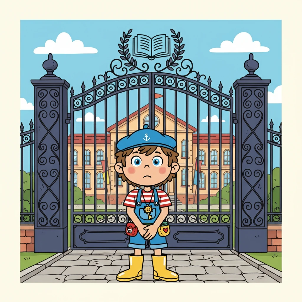Léo, un garçon de quatorze ans, se tenait devant un grand portail en fer forgé. Il se demandait ce qu'il allait découvrir à l'intérieur de l'école des droits.