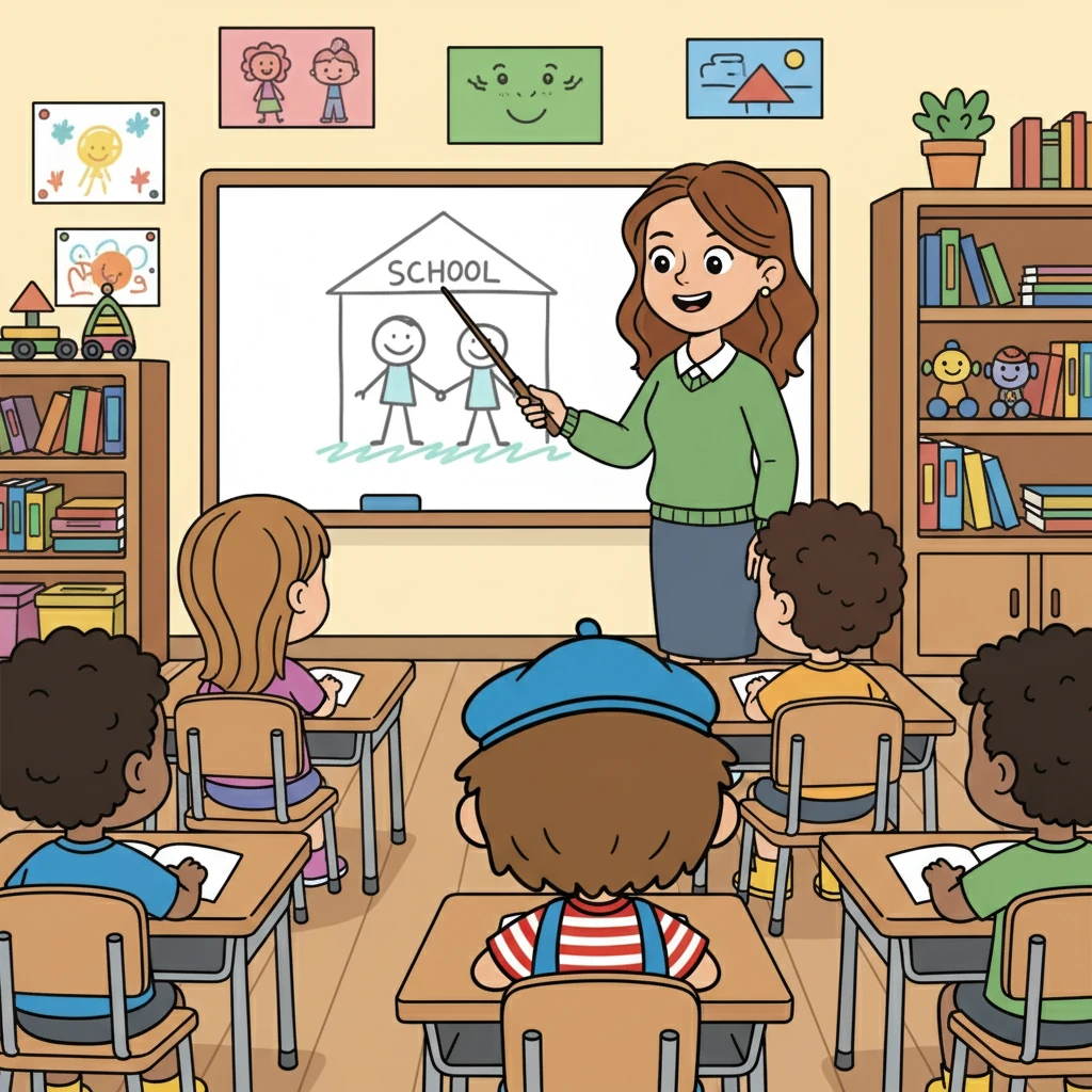 Dans la première salle de classe, une enseignante expliquait le droit à l'éducation. Léo comprit que tous les enfants avaient le droit d'aller à l'école, sans exception.