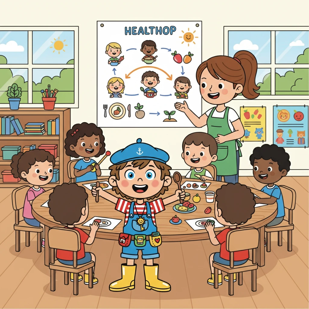Léo participa à un atelier sur le droit à l'alimentation. Il apprit que tous les enfants avaient le droit de manger à leur faim et de grandir en bonne santé.