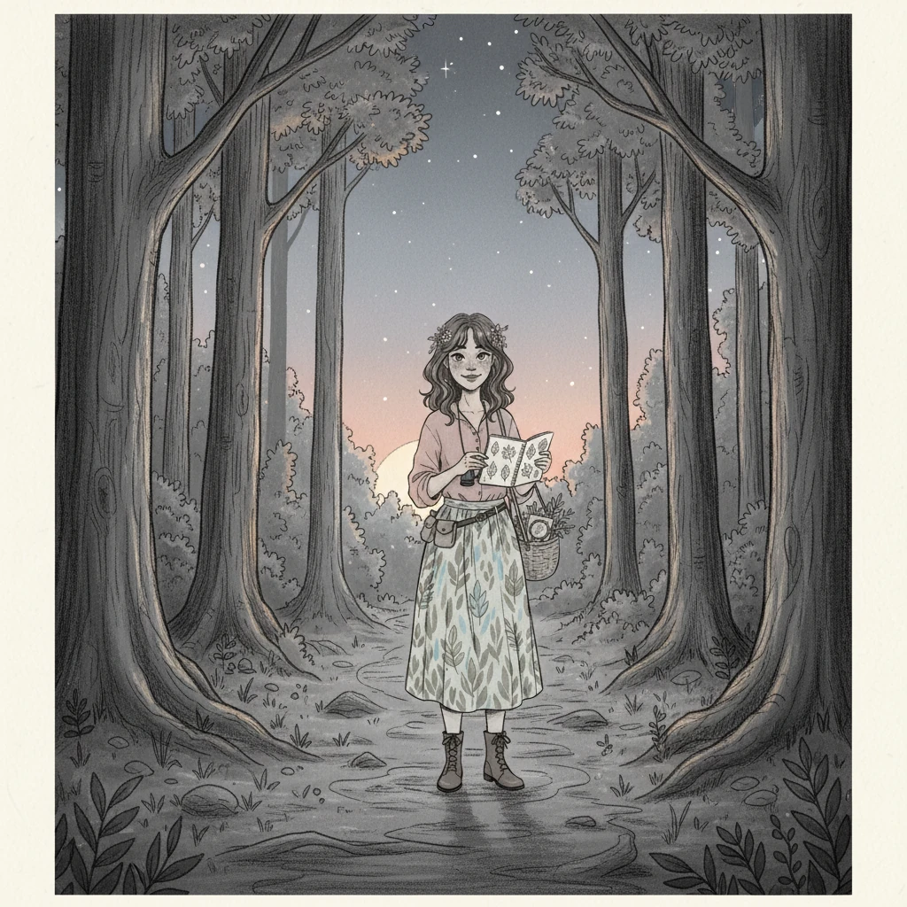 As the sun began to dip below the horizon, soft shadows lengthened, transforming the familiar forest into a mysterious, enchanting realm. The air grew cool, and the first stars began to prick through the fading sky. The woods whispered with evening sounds.