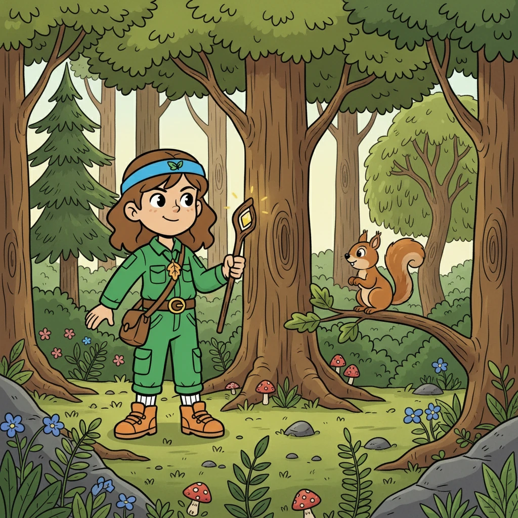 Mica e o esquilo, agora amigos, caminharam pela floresta. Mica ensinou o esquilo sobre as diferentes árvores e plantas, mostrando a importância de cada uma para a vida na floresta. O esquilo, curioso, escutava atentamente, aprendendo com o guardião.