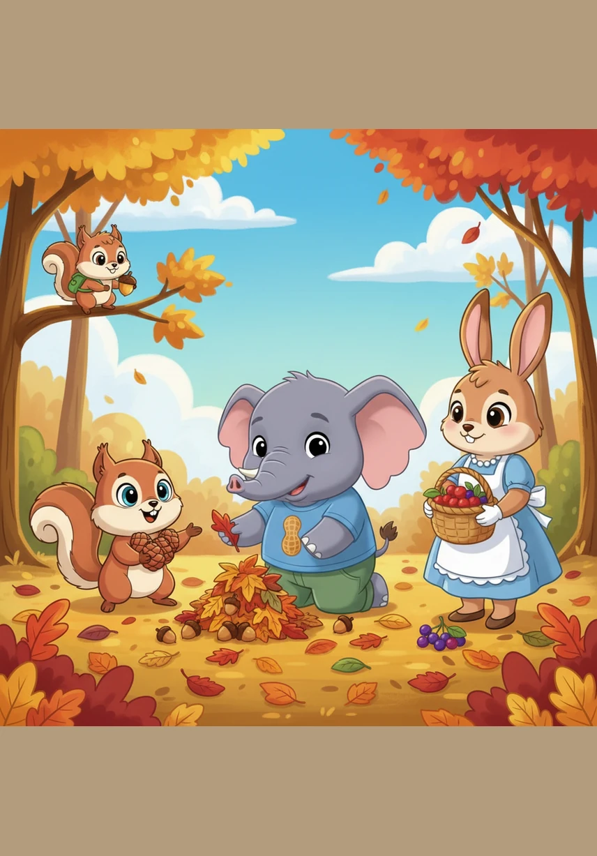 秋天到了，波波收集了5片红色的枫叶和4片黄色的银杏叶。5加4等于9，这9片漂亮的叶子正好可以用来做精美的书签。