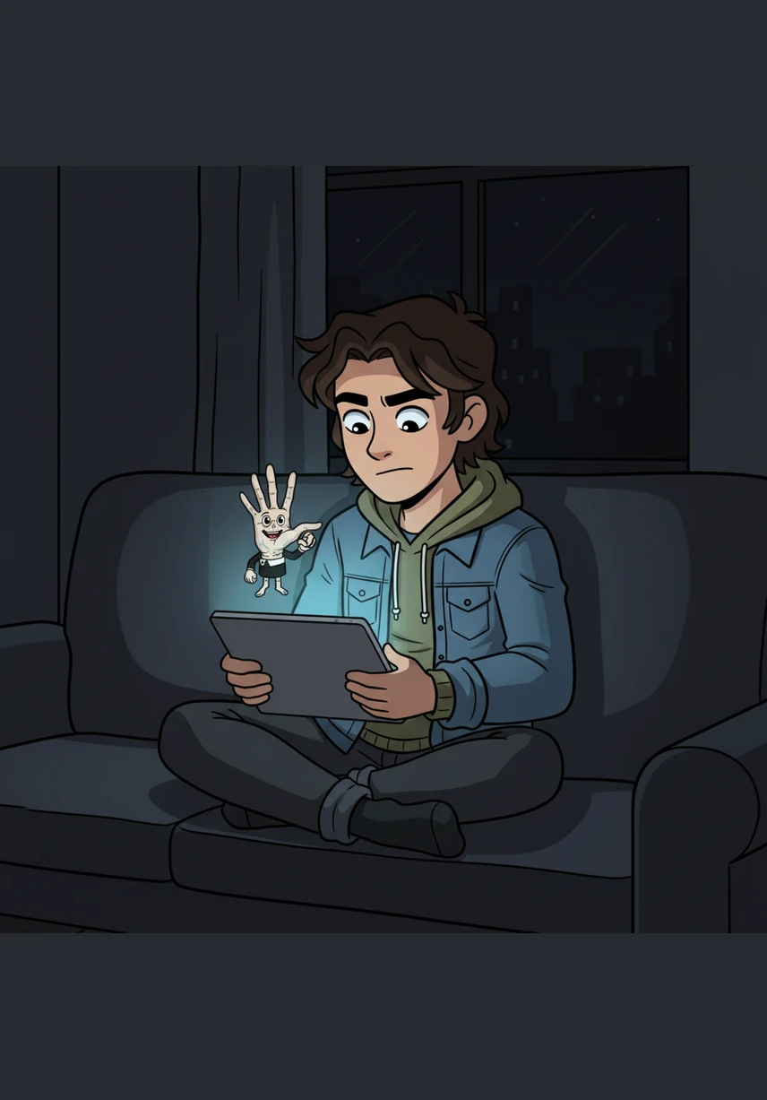 The blue light of Alex's phone was the only thing cutting through the pitch-black silence of the apartment. It was 3:14 AM, and the world outside felt miles away as they scrolled through old memories to pass the time.