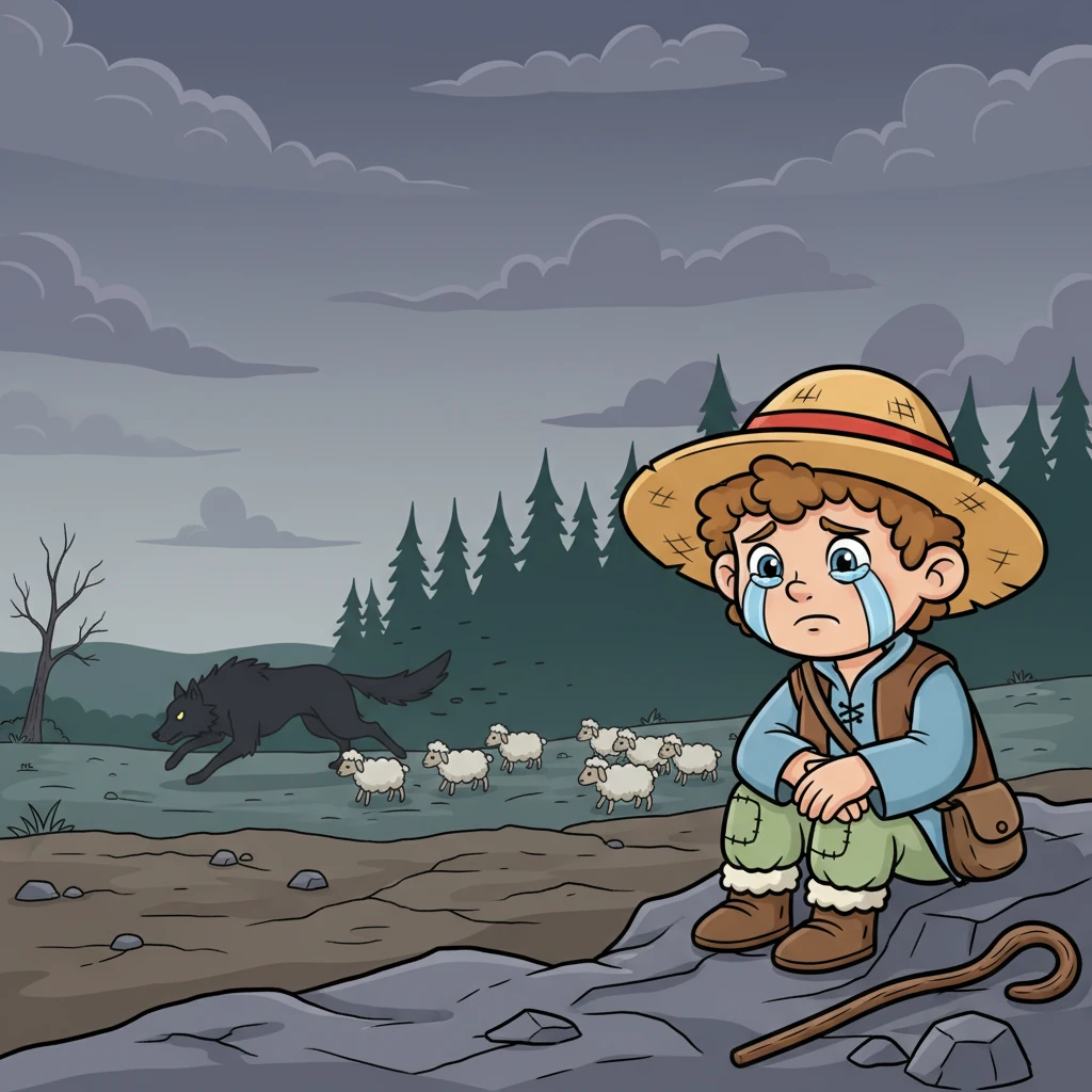 Alone and helpless, Leo watched as the wolf chased his sheep away, its shadowy form disappearing into the forest. Tears streamed down his face, not from laughter, but from deep regret and sadness. He had learned a very hard lesson about the importance of telling the truth, and how broken trust is difficult to mend.