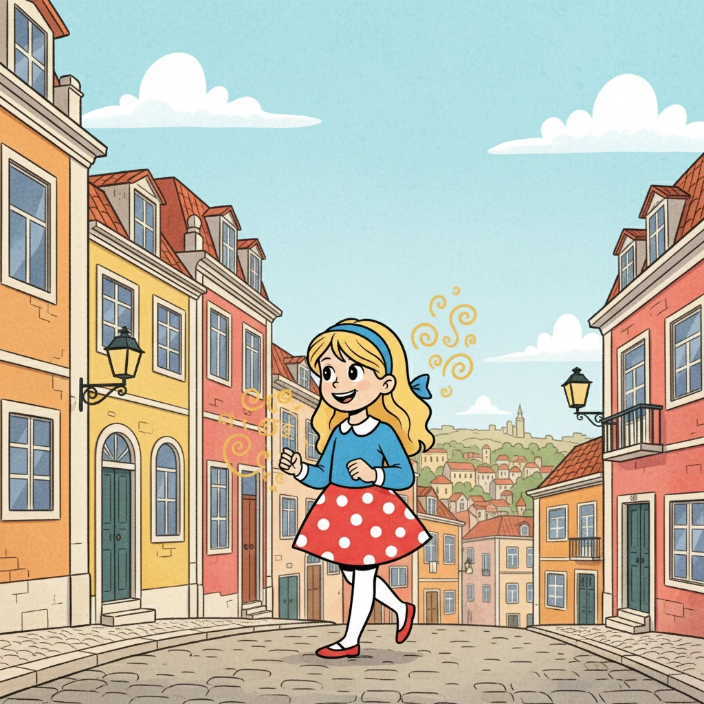 Mafalda, de longos cabelos loiros e um sorriso radiante, caminhava pelas ruas de Lisboa, sentindo a brisa suave no rosto. O sol dourado pintava as fachadas dos edifícios históricos, criando uma atmosfera mágica. Ela sentia-se cheia de esperança, pronta para um novo dia.