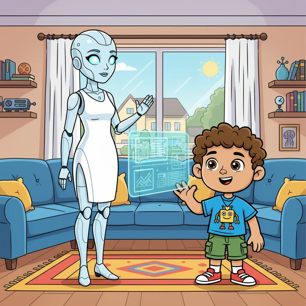 Ada stood gracefully in his living room, her synthetic skin mirroring a human's. Her eyes, however, held a unique, almost otherworldly glow. Alex began to learn about her programming and capabilities.
