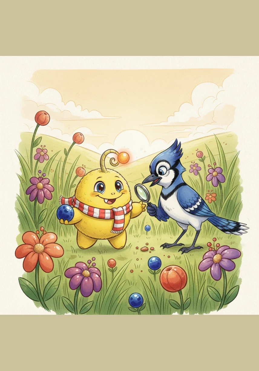 Bolo the Bamberbola was a cheerful, round creature with fur as soft as a cloud and a heart as big as his appetite. He spent his days exploring the Sun-Drenched Valley, always on the lookout for a new and delicious snack.