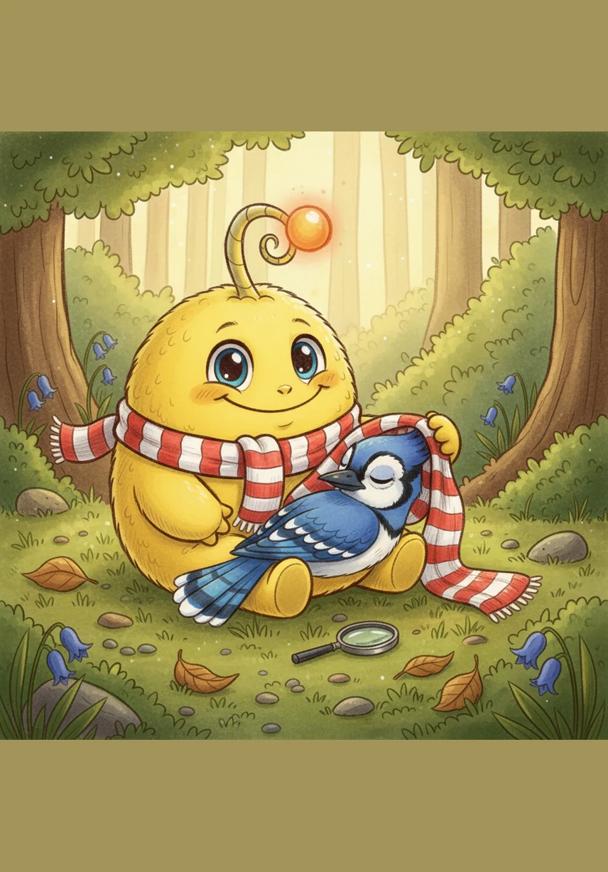 A curious blue jay landed nearby to watch the spectacle, and Bolo happily broke off a piece of the masa to share. The two friends sat together on the riverbank, enjoying the warm tamales while the sun began to dip below the horizon.