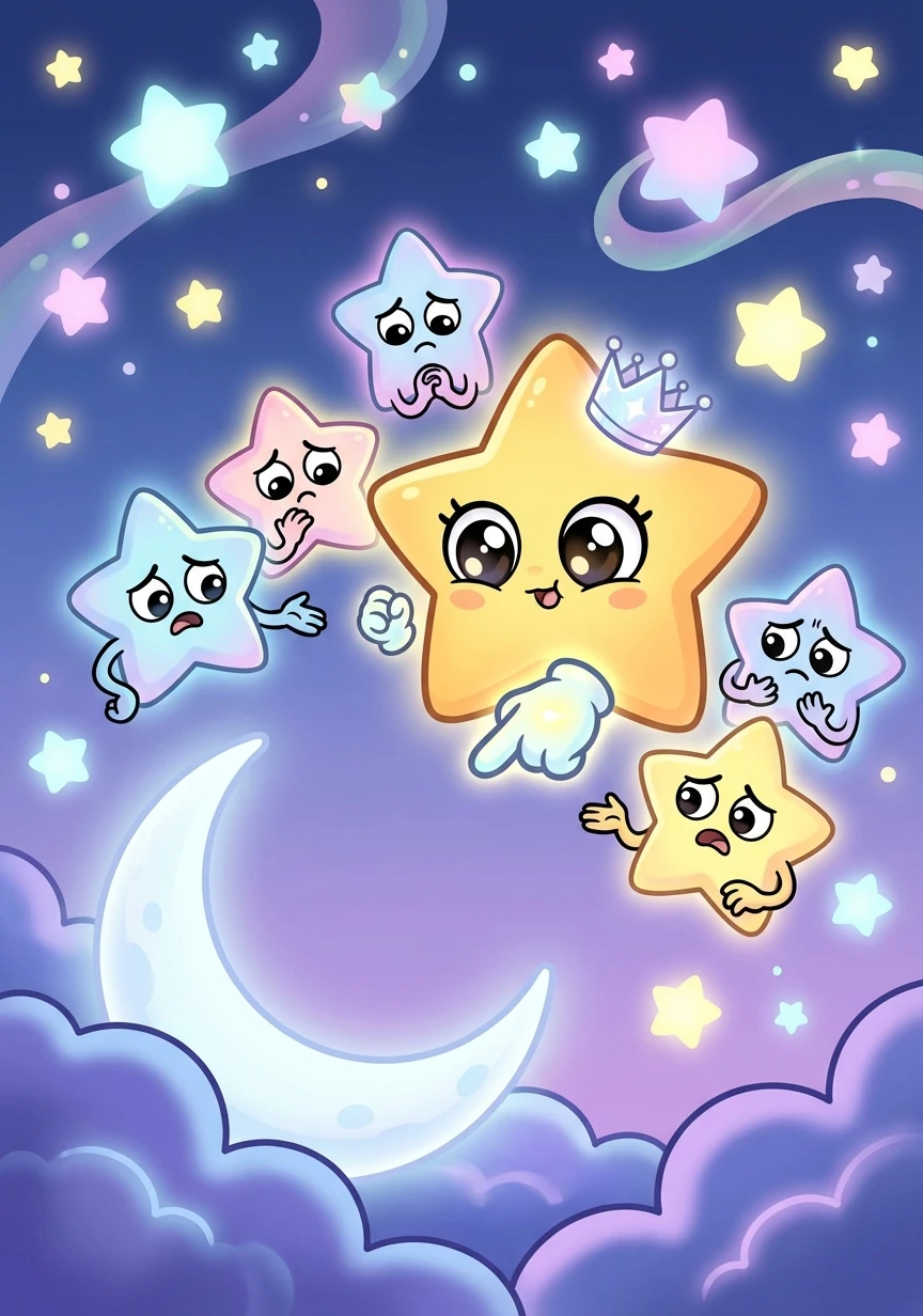 The stars noticed Luna was missing! Twinkle, the brightest star, decided they should find her.