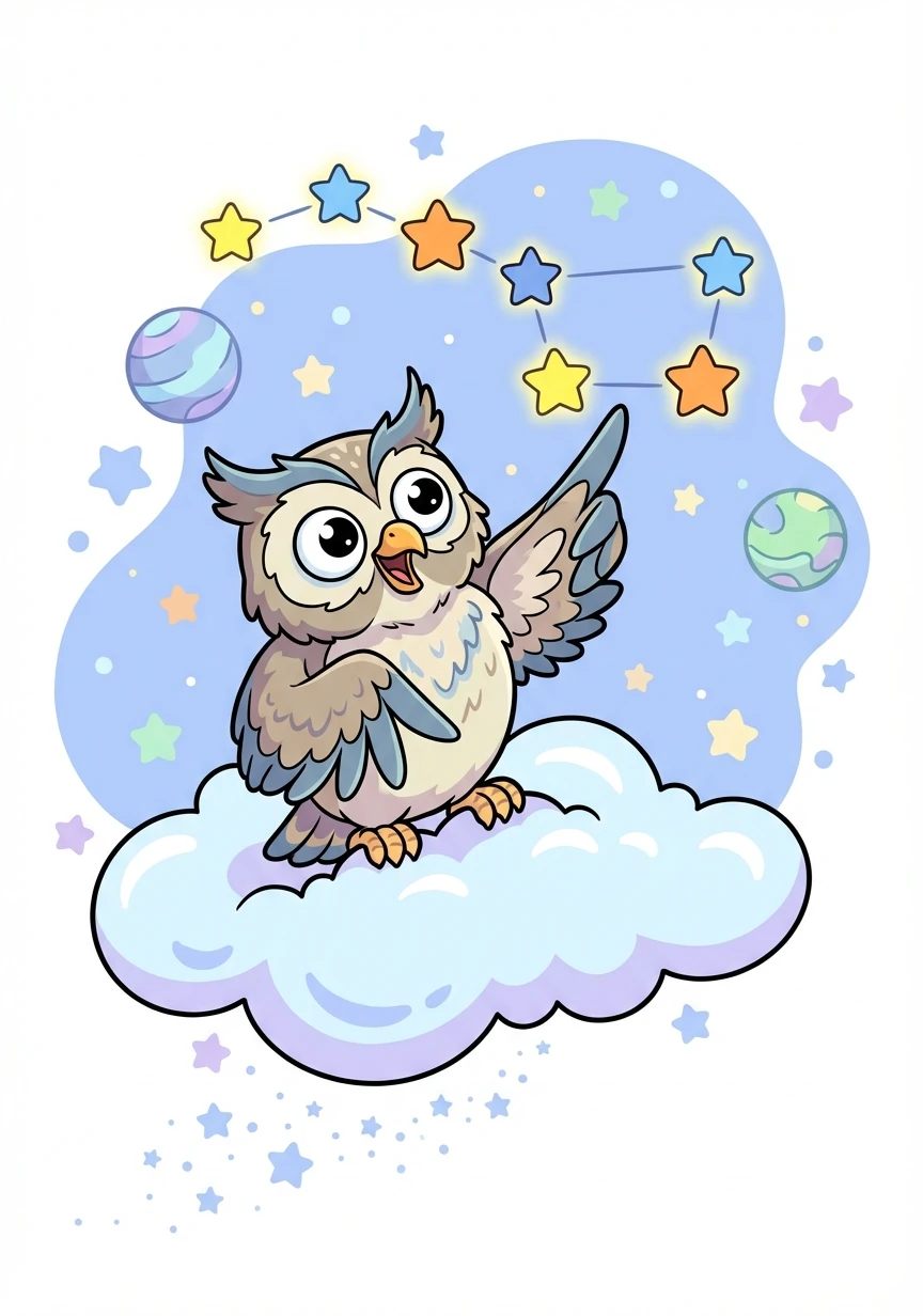 A wise old owl, perched on a cloud, hooted, "Perhaps Luna is playing hide-and-seek near the Big Dipper!"