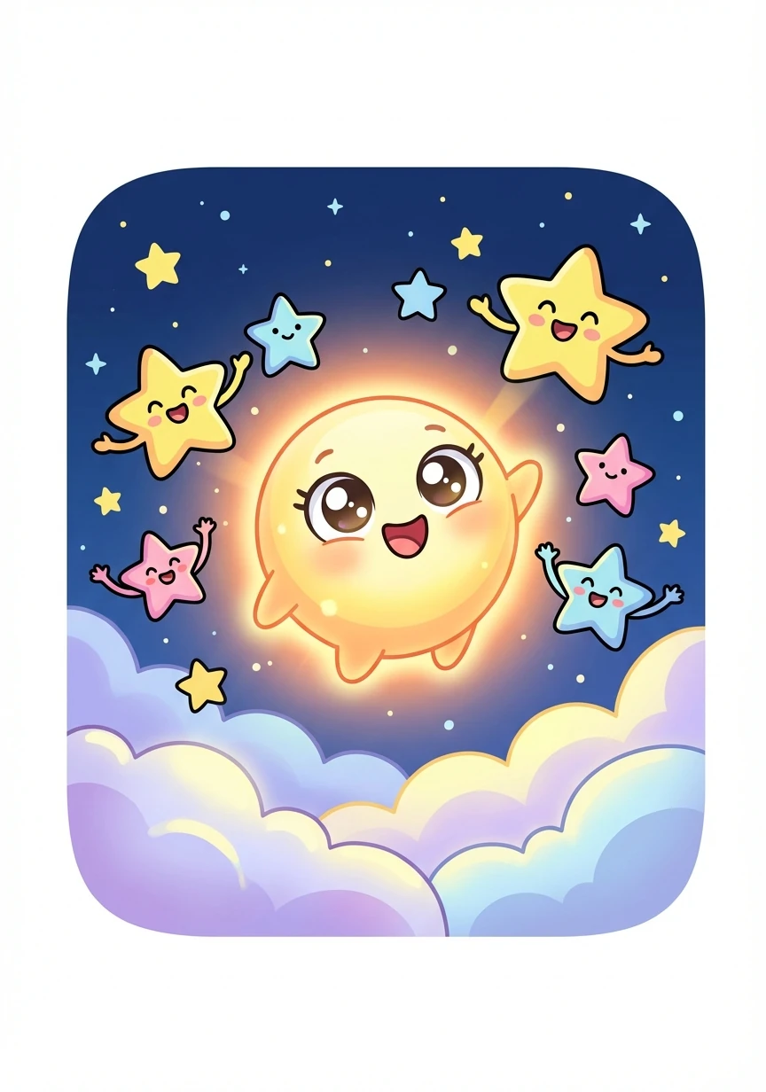 The stars cheered! Luna smiled, her light shining brighter than ever, happy to be found and loved.