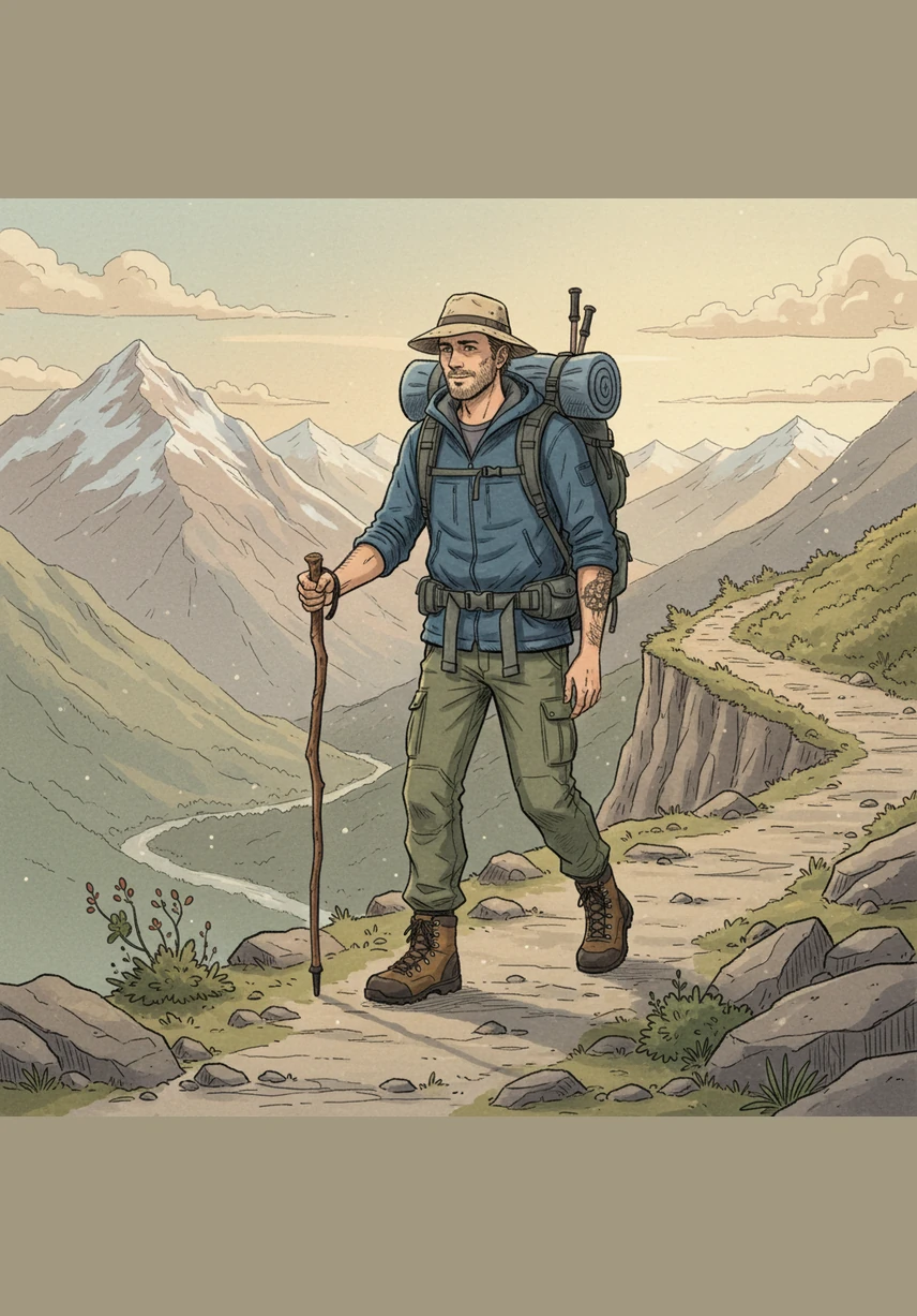 As the sun fully breaks over the horizon, the landscape transforms into a sea of gold and purple shadows. Julian finds his rhythm, learning that each stumble was simply a lesson on where to place his feet.