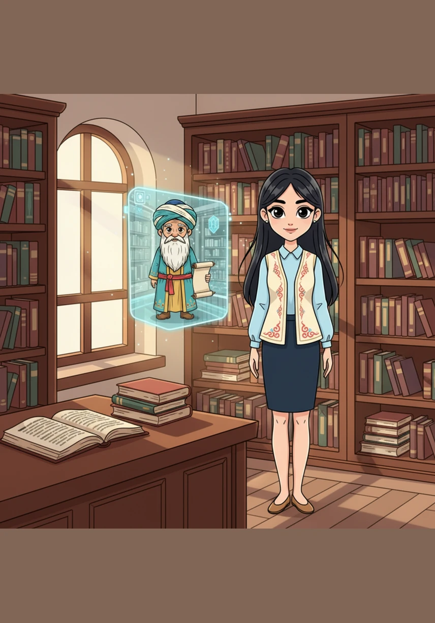 Айдана өз кітапханасына оралып, библиографияның білім әлеміндегі маңызын терең түсінді. Ол тарихты сақтап, болашаққа жеткізетін осы мамандықты таңдағанына мақтанды. Ойлануға арналған сұрақ: Сеніңше, болашақтың кітапханасы қандай болады және онда кітаптар қалай сақталады?