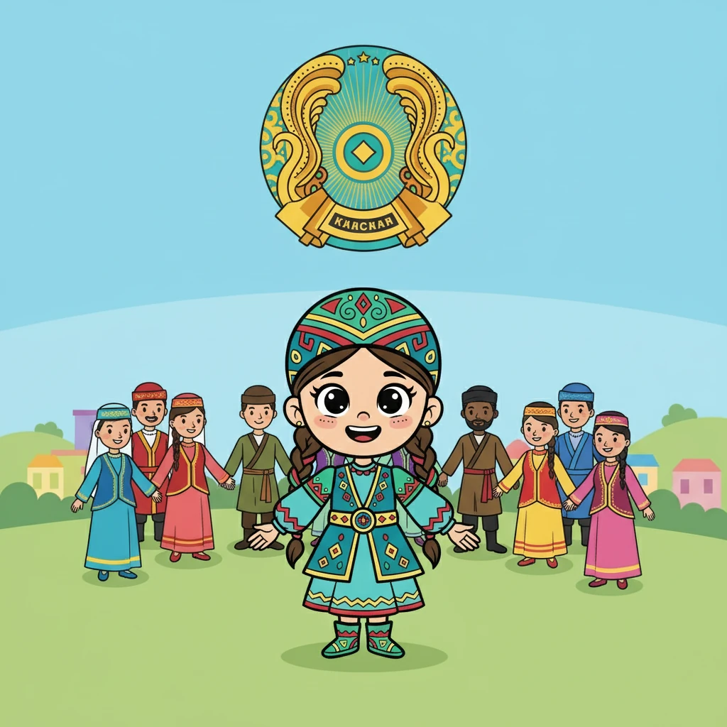 1995 жылы Қазақстан халқы Ассамблеясы құрылды. Суретте Ассамблеяның логотипі мен түрлі ұлт өкілдері бейнеленген. Айгүл Ассамблеяның барлық ұлттық автономияларды біріктіретінін және татулықты сақтайтынын айтады.