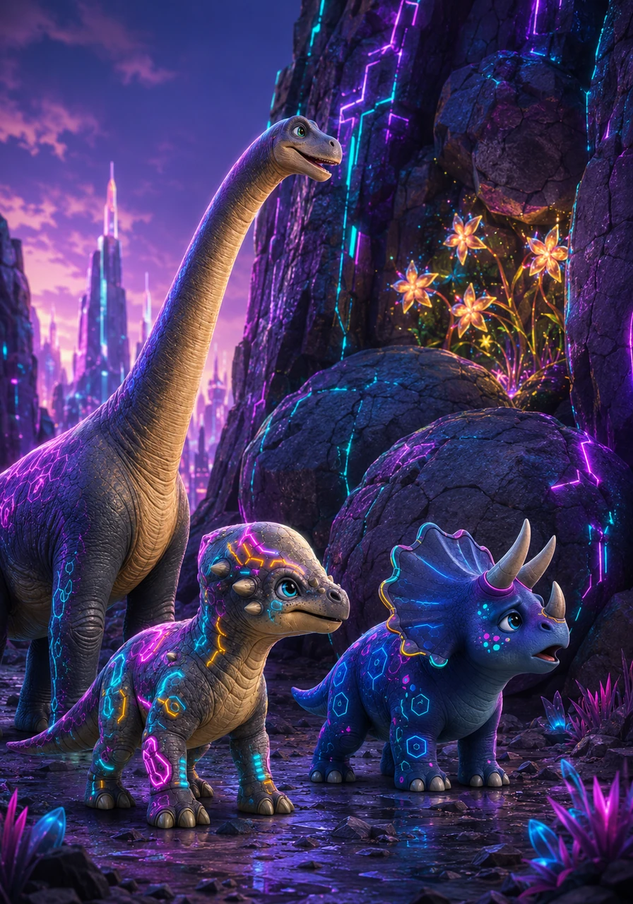 Brani the Brachiosaurus joined them, tilting her long neck toward the high cliffs. She told them about a secret grove of glowing star-fruits hidden just behind the boulders, but even she was not strong enough to move the heavy stones.