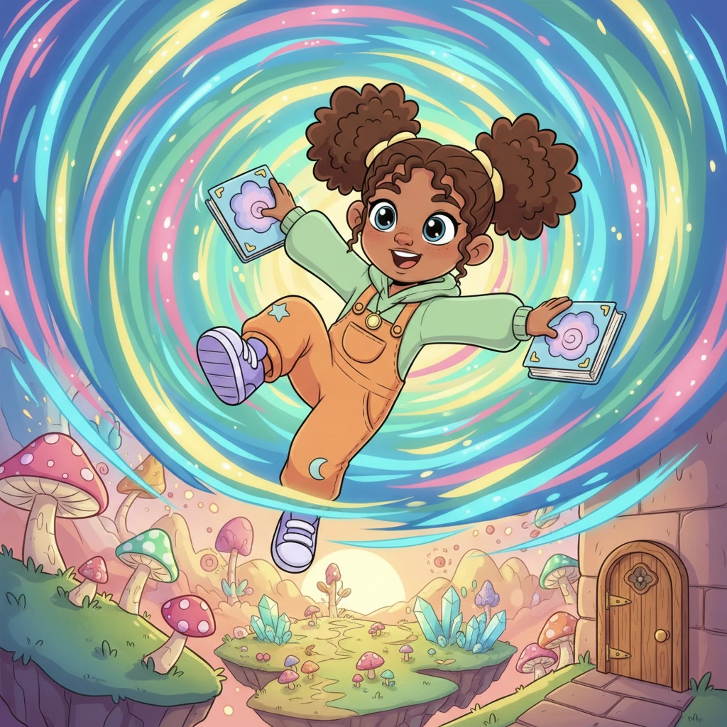 With a curious gasp, Pip gently pushed the miniature door, and it swung open onto a swirling vortex of shimmering colors. Taking a brave breath, they squeezed through, feeling a delightful tingle as they tumbled into a world unlike any they had ever imagined, leaving the academic scramble far behind.