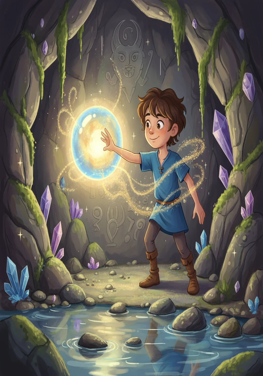 Within the heart of the cave, Splash found a beautiful, glowing orb. He reached out, touching the orb, and felt a surge of warmth and energy. He understood that he was meant to protect this place. With a newfound purpose, he knew his life would never be the same.