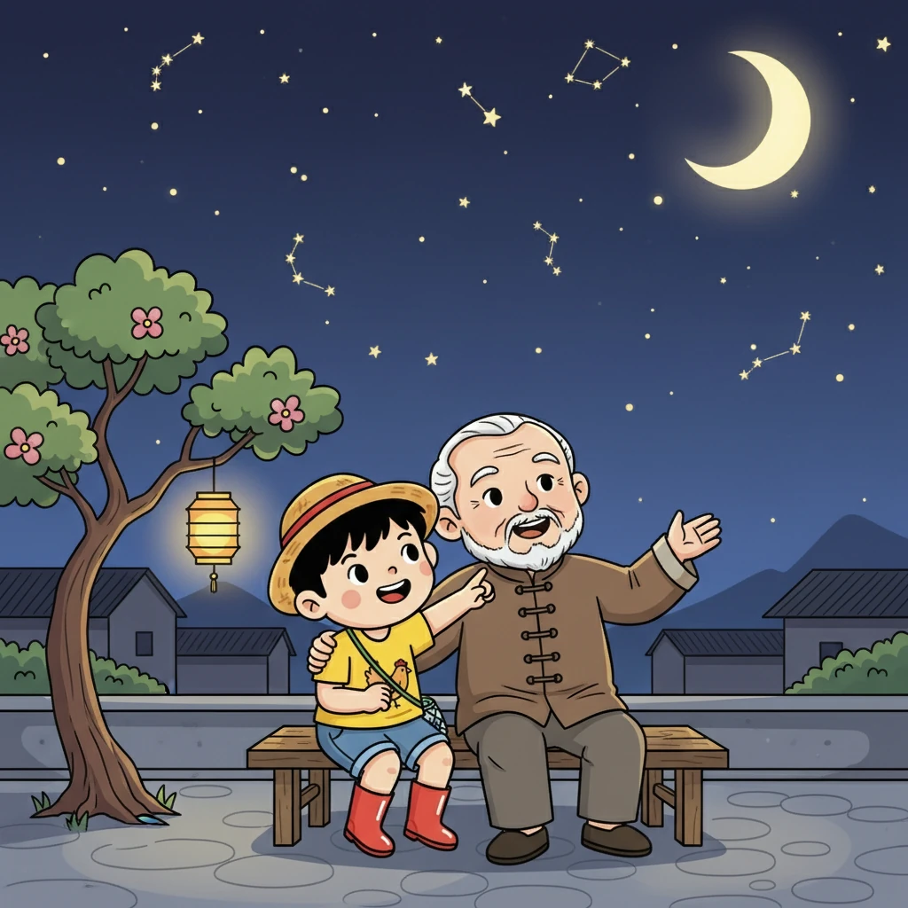 在乡下，小明还感受到了宁静的夜晚。他和爷爷坐在院子里，仰望星空，听着爷爷讲着有趣的故事，感受着温馨的亲情。