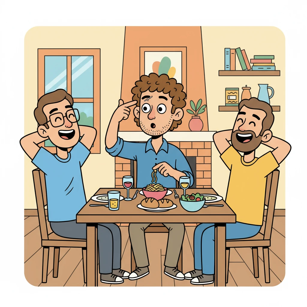 Twenty-five years later, at a casual dinner, the friends, now grown men, were catching up. The conversation flowed easily, filled with laughter and shared memories. Then, Ben casually mentioned a childhood incident where he'd gotten a forehead injury.