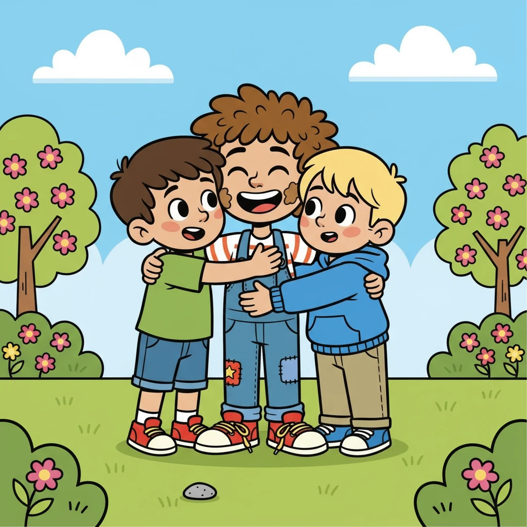 Finally, Leo and Leo shared the truth. They offered a belated apology, and Ben, genuinely surprised, simply laughed. He had no memory of the pebble. They all embraced, finally releasing the weight of the past, their friendship stronger than ever.