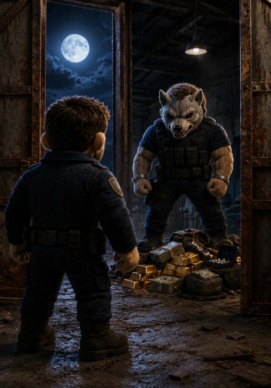 Stepping through the rusted warehouse doors, Elias finds Silas standing over a pile of stolen loot in the moonlight. The air is thick with tension as the two men lock eyes, knowing that only one of them will walk out of here.