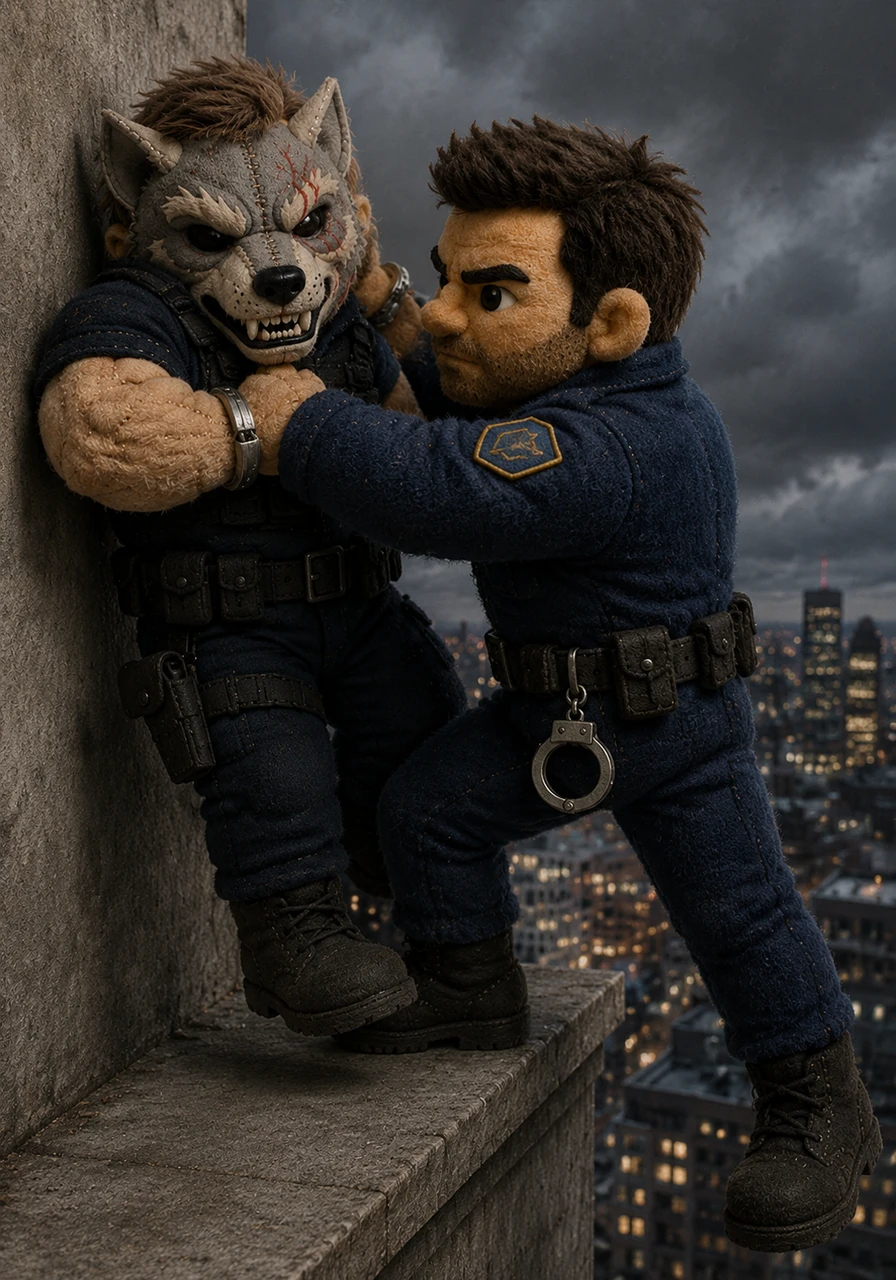 Silas lunges forward in a final, desperate attempt to shove the detective off the ledge of the building. With a swift and calculated move, Elias pivots and uses the criminal's own momentum to pin him firmly against the cold concrete.