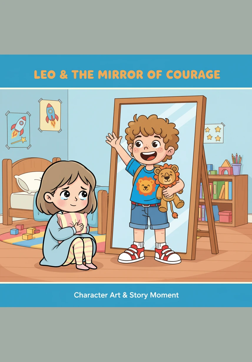 Standing before his bedroom mirror, Leo sees a bright smile looking back at him. He stands tall with his hands on his hips and says clearly, I am kind, I am smart, and I am important.