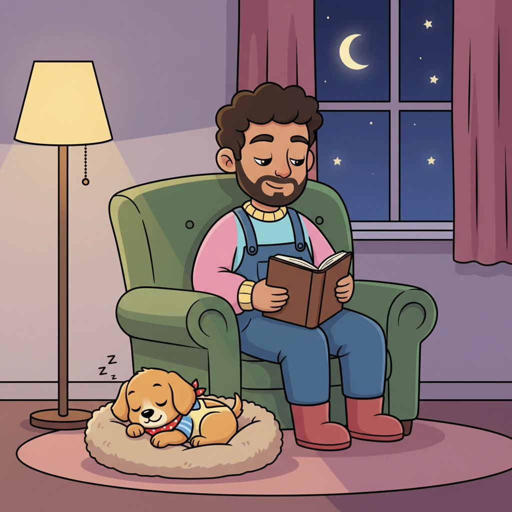 Evenings were for quiet companionship. Leo would settle into his favorite armchair with a good book, while Buddy curled up at his feet, snoring softly. The gentle rhythm of Leo's breathing and Buddy's peaceful sleep filled the room with warmth and contentment.