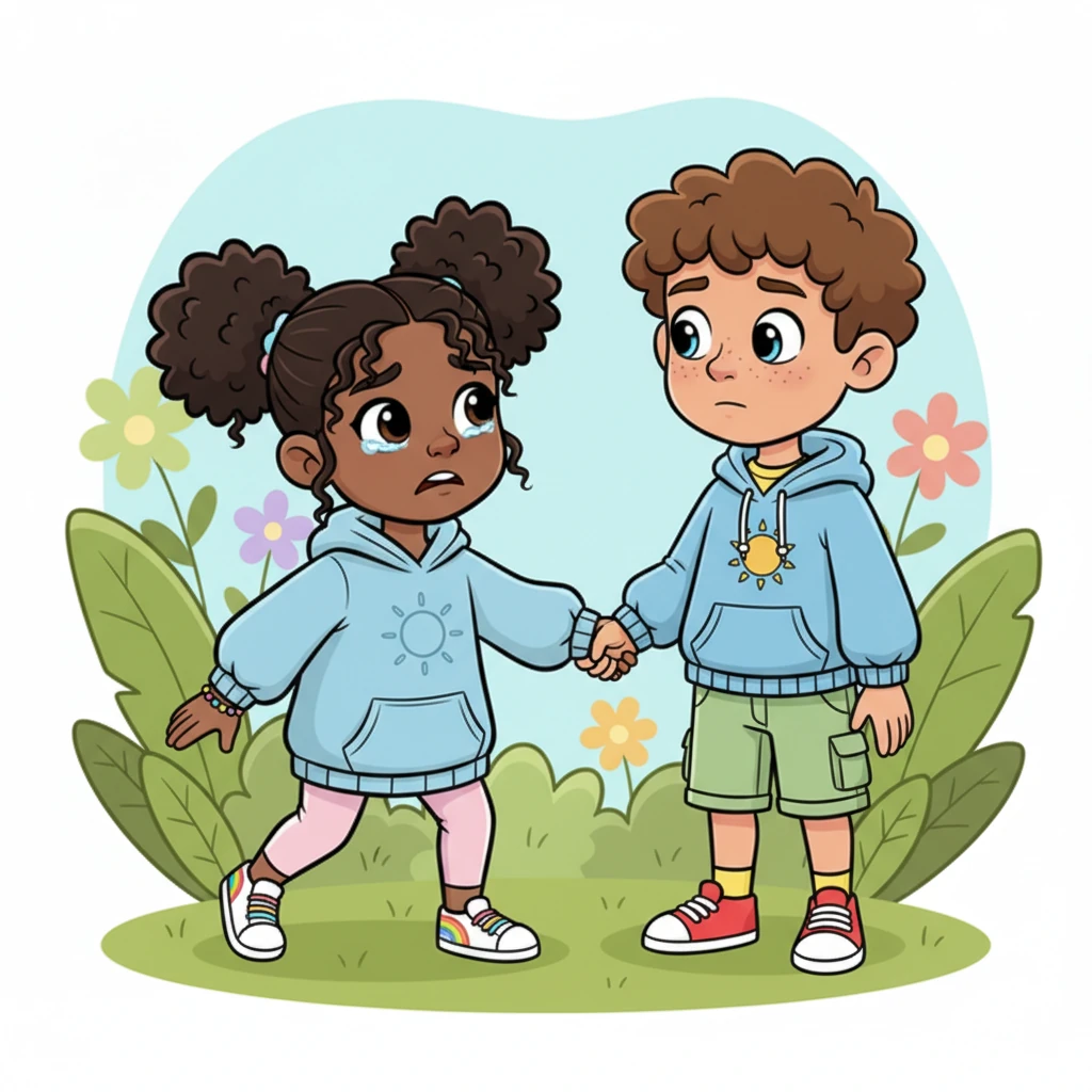 Gathering all their courage, Pip took a deep breath and slowly waddled towards Barnaby, their paws feeling heavy. Pip nervously tugged on Barnaby’s soft fur, their big eyes looking up with a small, wobbly frown. It was hard to ask for help.