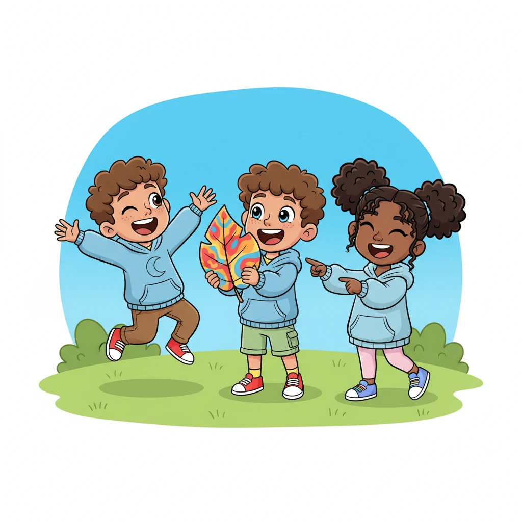 With a renewed bounce, Pip joined Barnaby and Lily, sharing their colorful leaf painting. Their laughter filled the air once more, bright and clear. Pip knew that even on cloudy days, with a little help and self-care, they could always find their way back to sunshine. The sky above was now brilliantly blue.