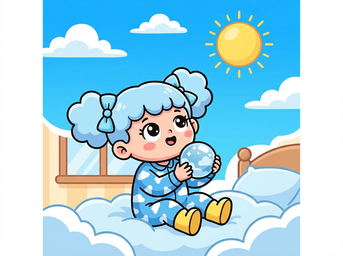 在一个阳光明媚的早晨，小云朵从睡梦中醒来，她好奇地抬头看着天空，发现天空是如此的湛蓝。
