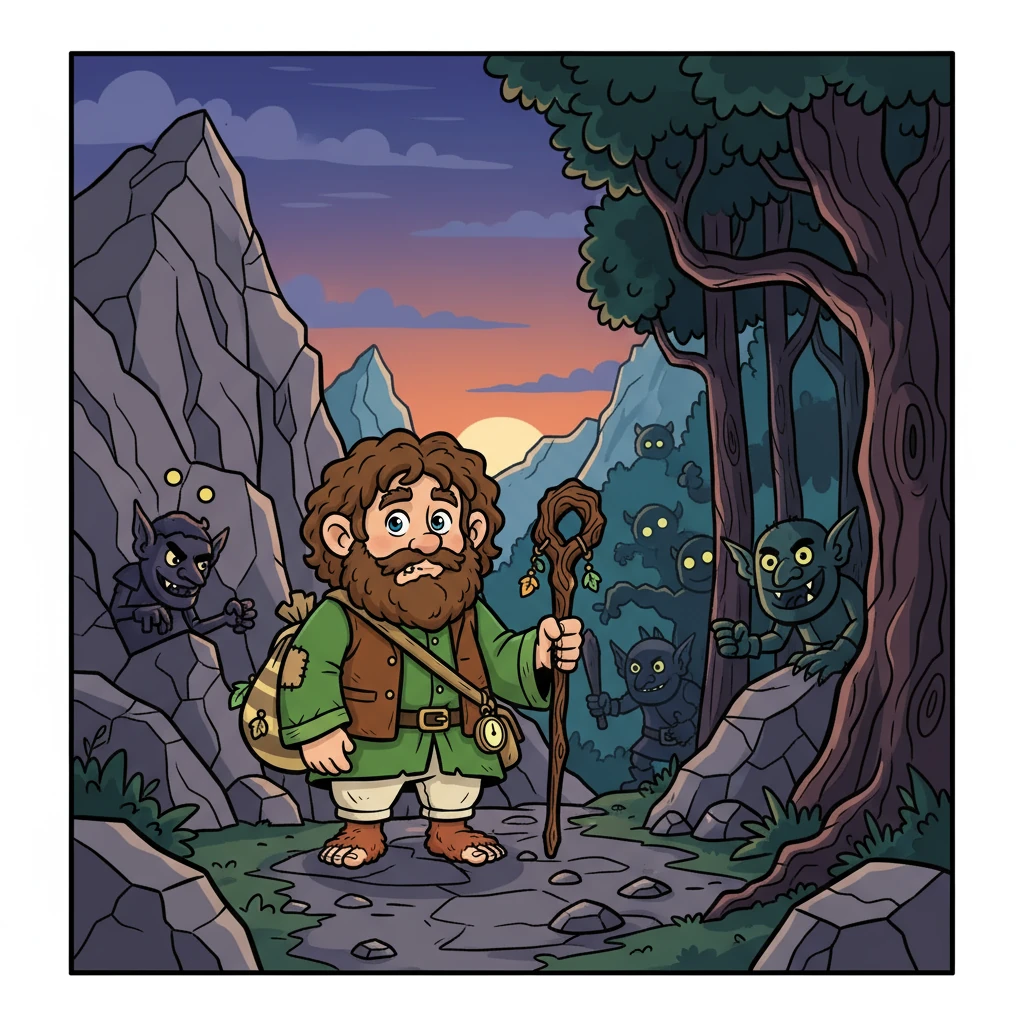 The journey was filled with challenges. The company faced treacherous mountains, dark forests, and encounters with goblins and other strange creatures. Bramble, despite his fears, found himself growing braver with each step.