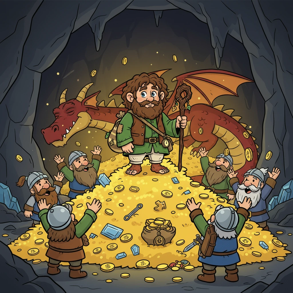 Their quest led them to the dragon Smaug's lair. Bramble, using his wit and courage, played a crucial role in defeating the dragon. He helped the dwarves reclaim their treasure, proving that even the smallest hobbit could achieve great things.