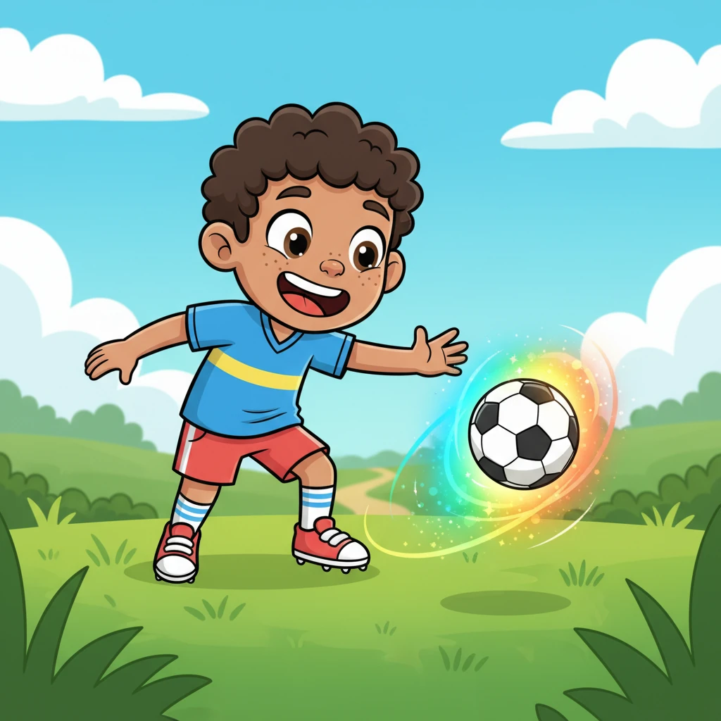 Boti, con un brillo deslumbrante que cambiaba de color, le explicó a Leo que era un balón muy especial que podía mostrar las emociones y ayudar a descubrir el verdadero secreto del fútbol. Boti rebotaba con entusiasmo, invitando a Leo a seguirlo en un viaje inesperado. Leo, con una sonrisa de oreja a oreja, asintió con fervor, listo para la aventura.