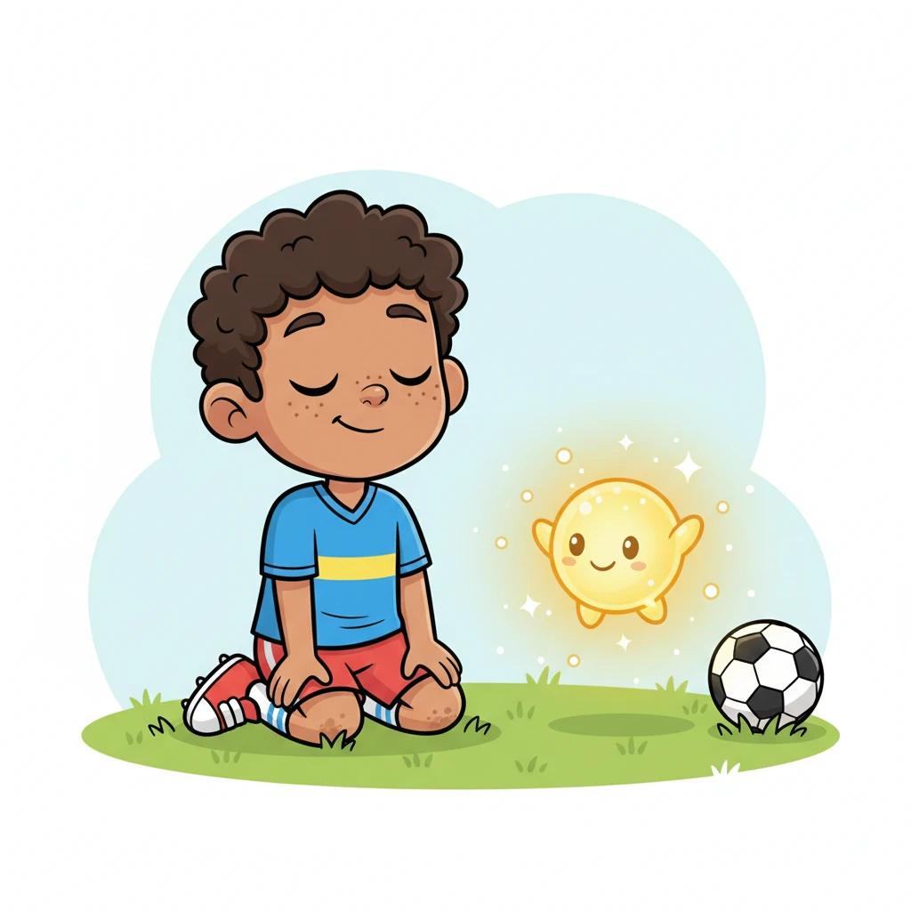 Después de una caída, Boti le preguntó a Leo si quería levantarse rápido o respirar profundo primero. Leo decidió tomar un momento para respirar hondo, calmando su mente y concentrándose. Se levantó con una nueva determinación, y Boti brilló con un resplandor dorado, celebrando la perseverancia de Leo.