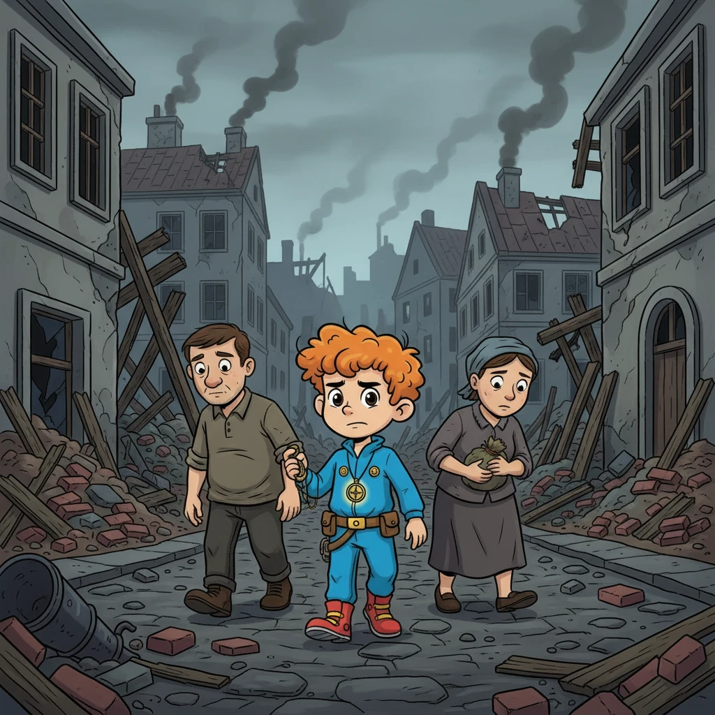 Em meio ao caos, Jan e um pequeno grupo de poloneses procuravam desesperadamente uma saída. Eles caminhavam pelas ruas destruídas, buscando refúgio e um caminho para longe daquele inferno. A esperança era tênue, mas a necessidade de sobreviver os impulsionava.