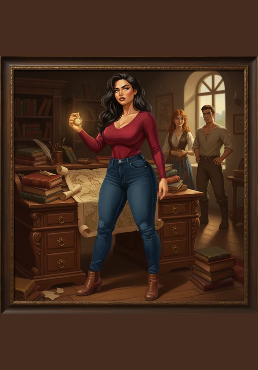 The house is quiet save for the muffled sound of music and laughter coming from the girls' room, creating a deceptive sense of peace. Nadia decides she needs a quick break and stands up, heading toward the door to use the bathroom.