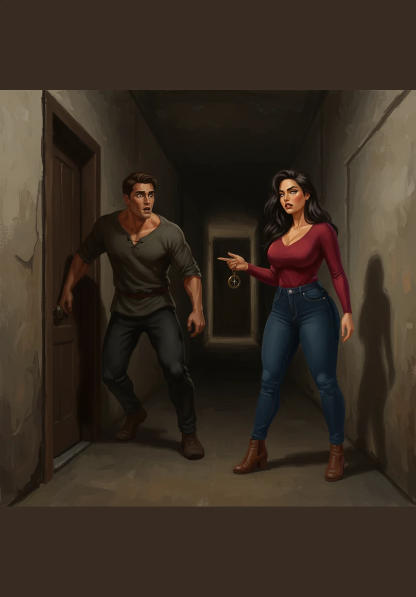Noah steps out of his room just as Nadia passes by, and they both nearly collide in the narrow space. They jerk to a halt, the sudden proximity causing a jolt of surprise that quickly morphs into their usual defensive stances.