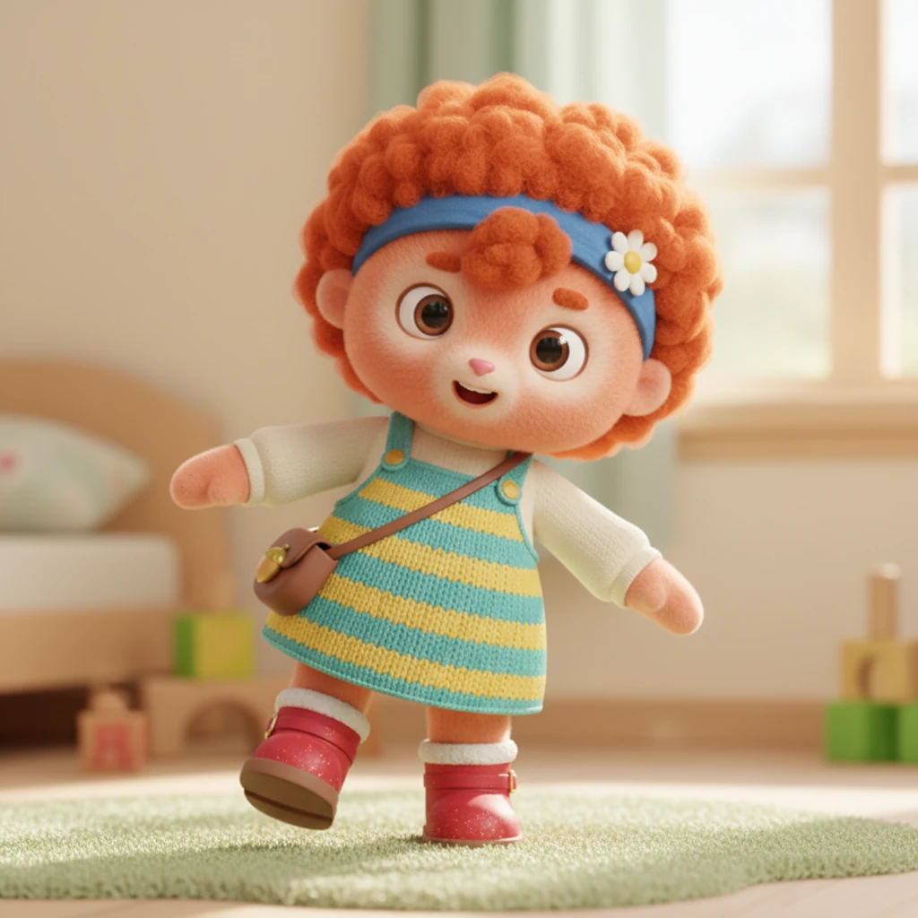 Rose bounced on her toes, admiring her brand-new, sparkly red shoes. They were perfect for playing outside, but first, she needed to put them on all by herself. A big smile spread across her face, excited for the day.