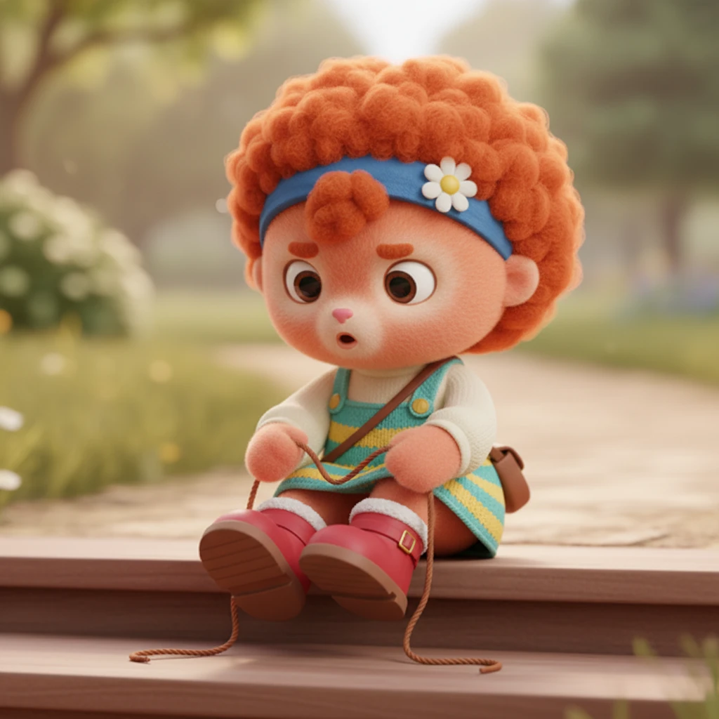 Her brow furrowed, and a little sigh escaped her lips. The loops wouldn't stay, and the ends kept slipping from her tiny fingers. It felt much, much harder than it looked, and a wave of frustration washed over her.